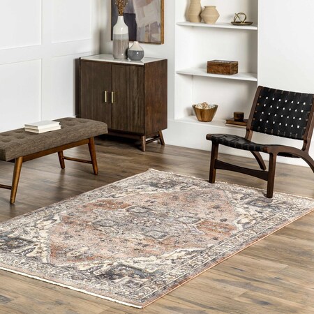 Nuloom Faded Medallion Fringe Area Rug 4ft x 6ft KHMC55A-406